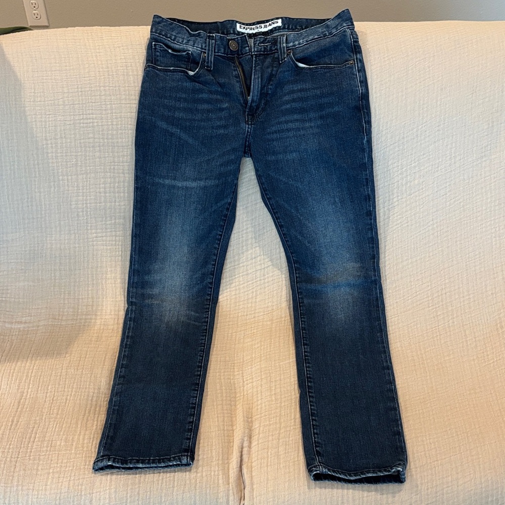 Express Men’s Slim Skinny Jeans in Dark Blue Denim 28X30
